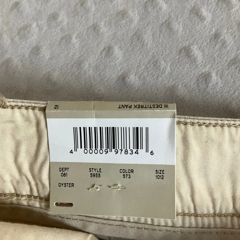 Eddie Bauer Destitrek Pants Womens 12 Oyster Tan Slightly Curvy Straight Leg NWT